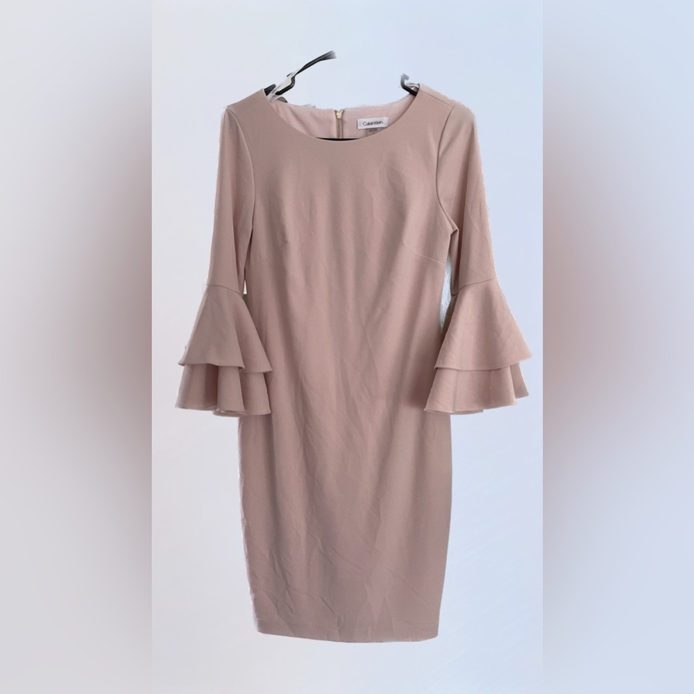 Pink Calvin Klein Tiered Sleeve Sheath Dress